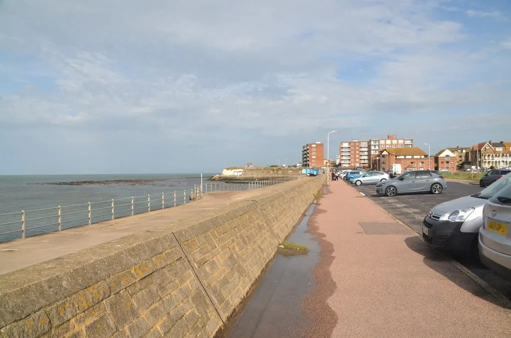 Photo of Minnis Bay, Birchington, a swimming spot near Broadstairs, Kent, south east England.