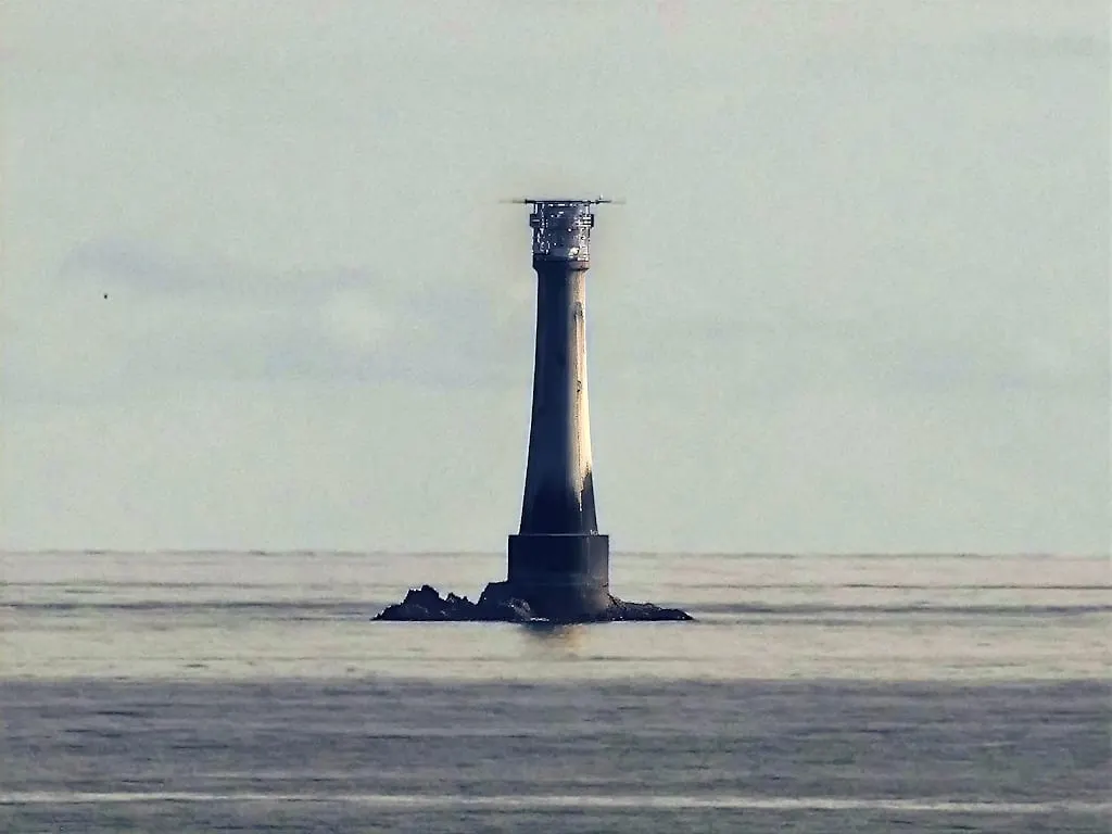 Photo of Bishop Rock Lighthouse, a lighthouse in Cornwall, south west England.