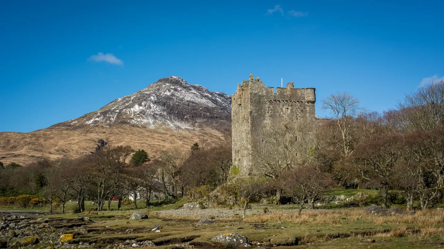 Photo of Moy Castle, a ruined castle near Lochbuie, Argyll and Bute, the Scottish Highlands and Islands.
