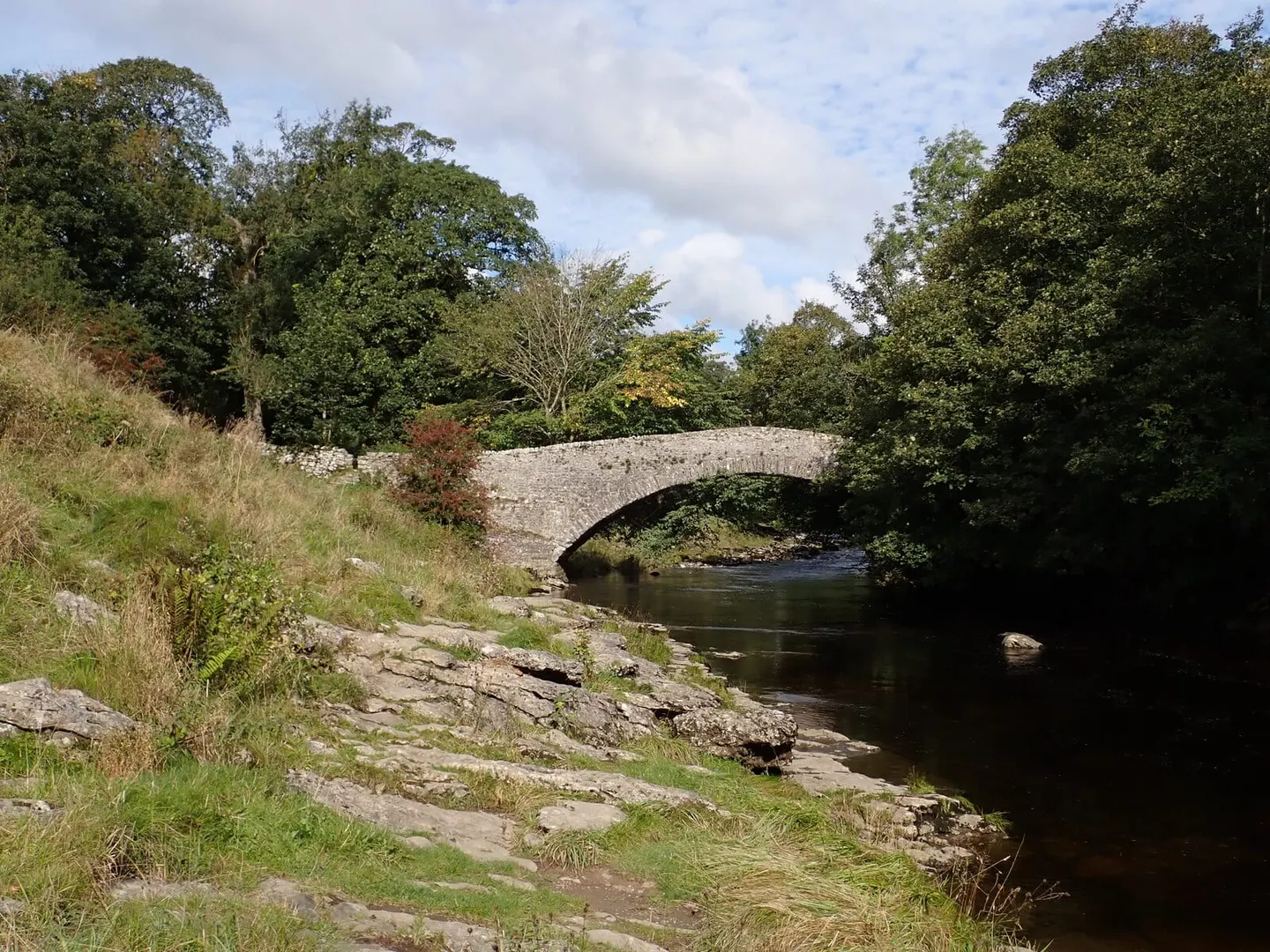 Photo of Stainforth Bridge, an ancient site in the Yorkshire Dales, North Yorkshire, northern England.