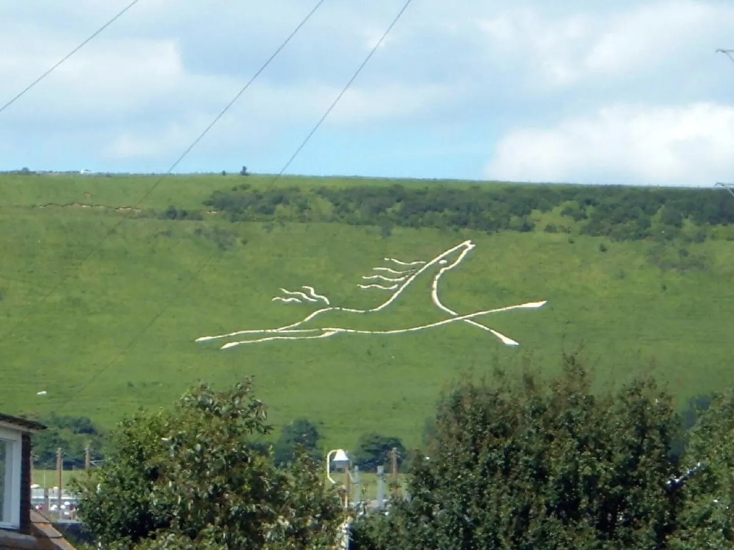 Photo of Folkestone White Horse, a hill figure near Hythe, Kent, south east England.