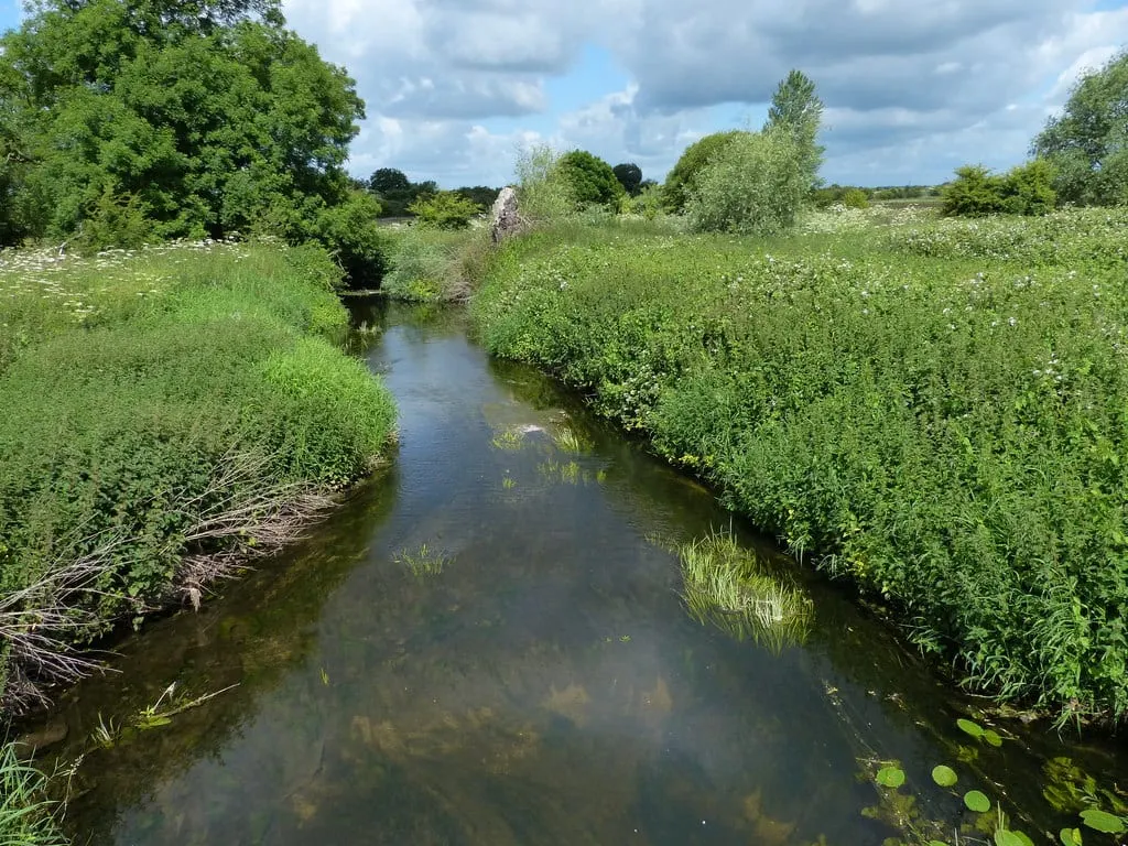 Photo of the River Mease, a 20-mile river running from Snarestone to River Trent at Croxall, central England.