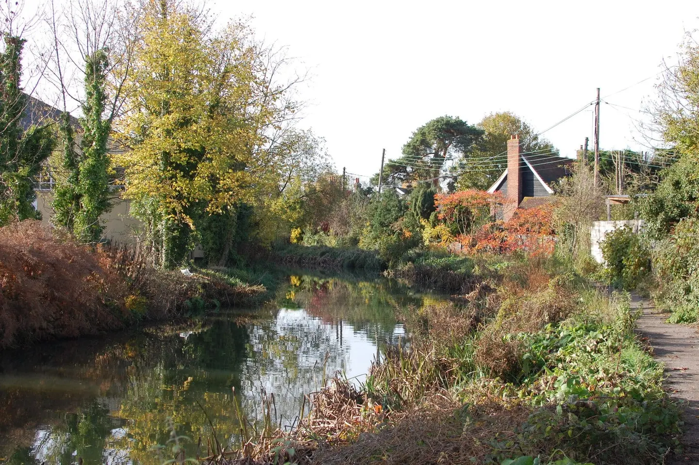 Photo of the Chelmer & Blackwater Navigation, a 14-mile river navigation running from Chelmsford to Heybridge Basin, eastern England.
