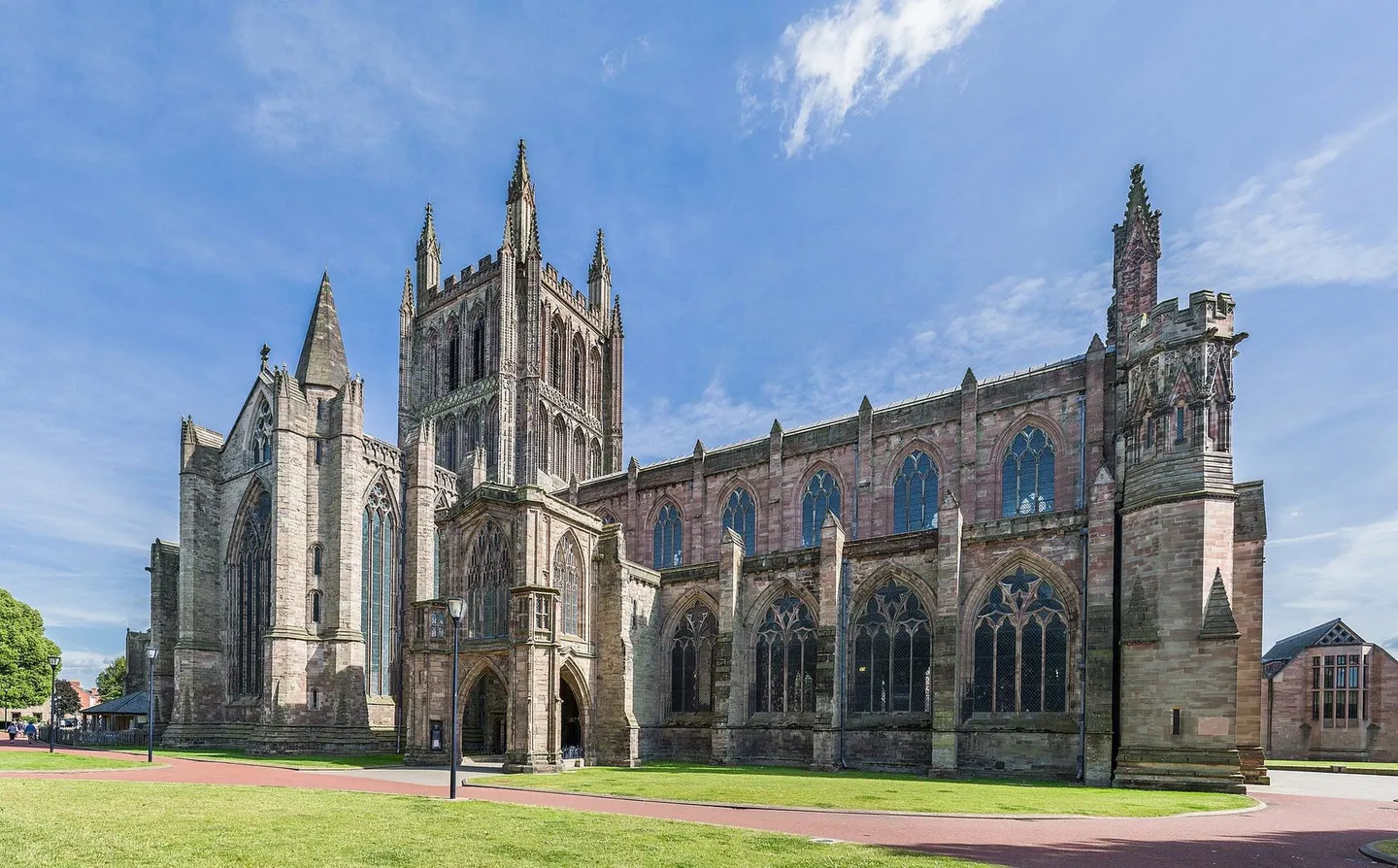 Photo of Hereford Cathedral, a cathedral in Herefordshire, central England.