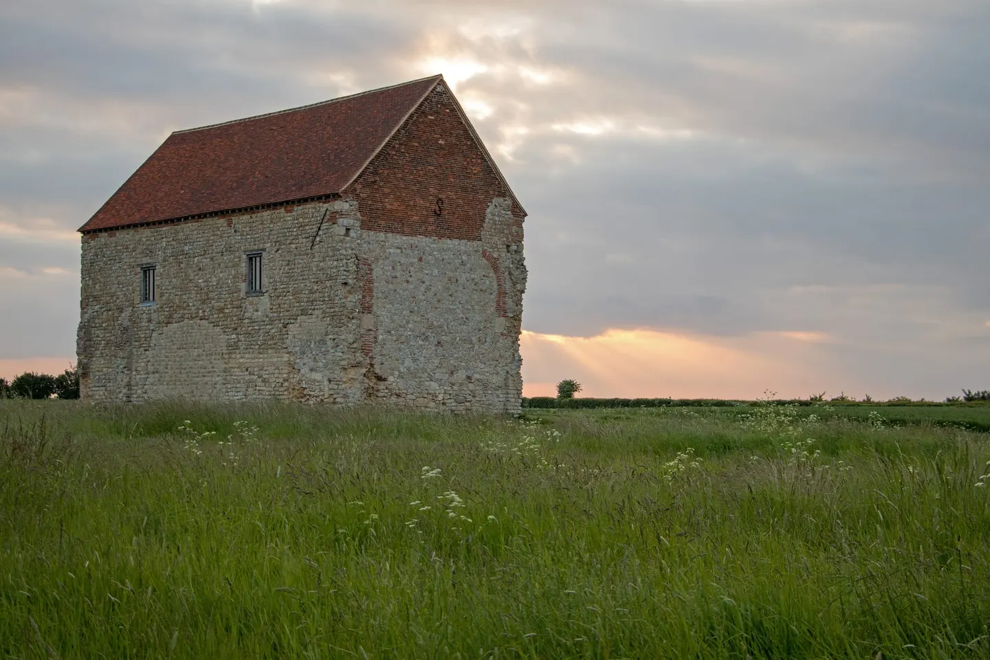 Photo of St Peter-on-the-Wall, a church near Bradwell-on-Sea, Essex, eastern England.