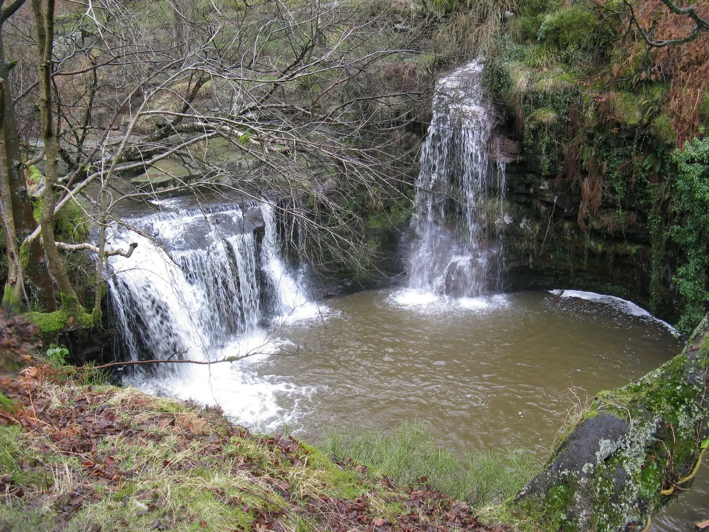 Photo of Lumb Hole Falls, a waterfall near Heptonstall, West Yorkshire, northern England.