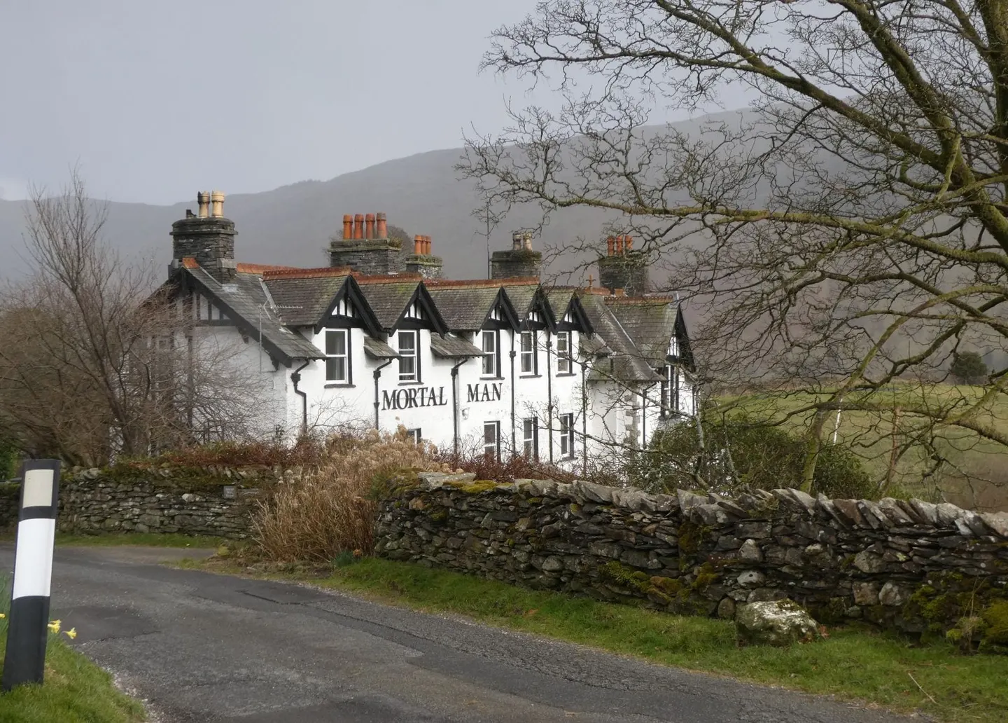 Photo of The Mortal Man, a pub near Troutbeck in the Lake District, Cumbria, north west England.