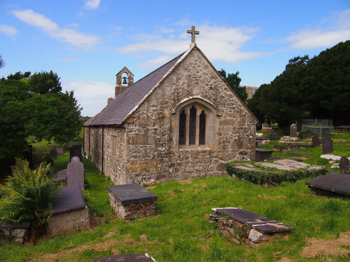 Photo of St Cwyllog's Church, Llangwyllog, a church in Anglesey, north Wales.