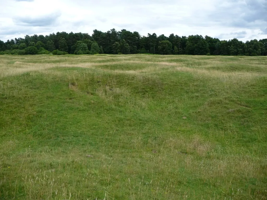 Photo of Grime's Graves, a flint mine near Brandon, Norfolk, eastern England.