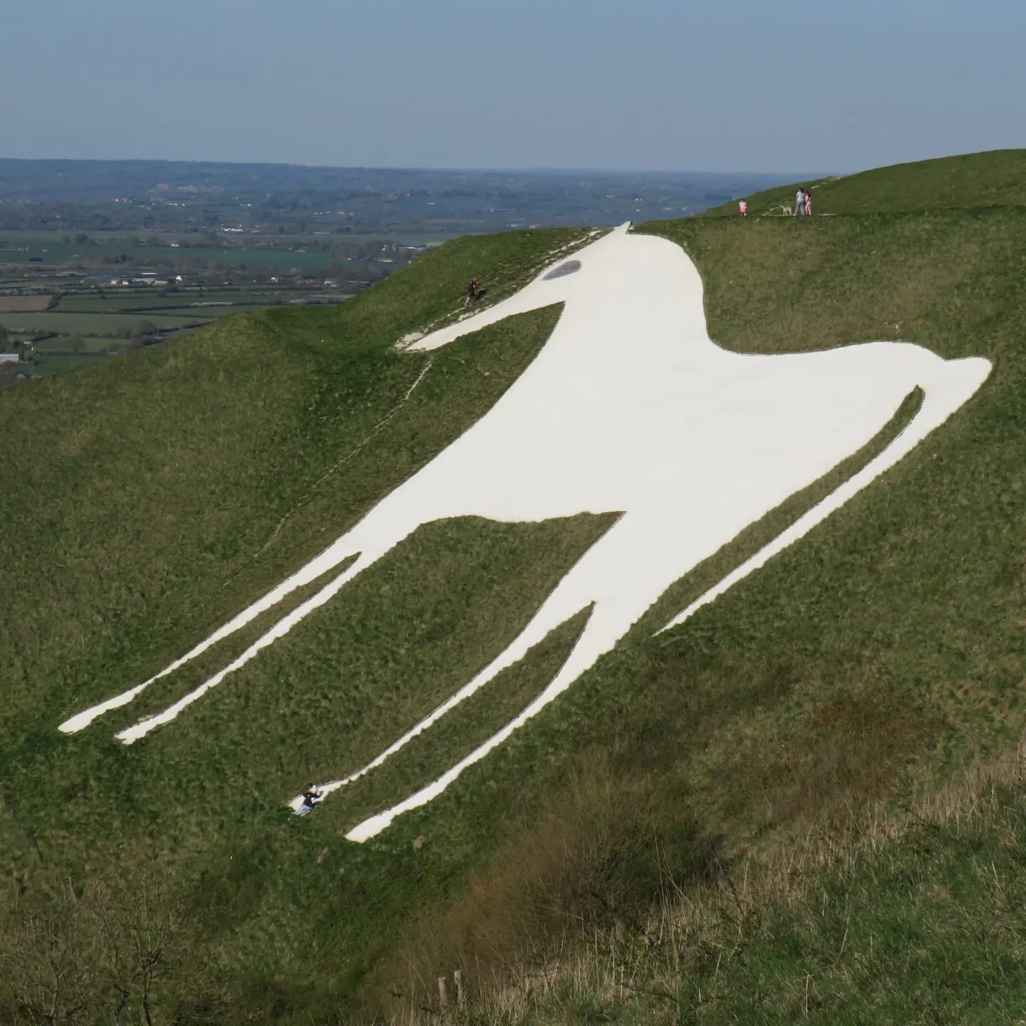 Photo of Westbury White Horse, a hill figure near Steeple Ashton, Wiltshire, south west England.