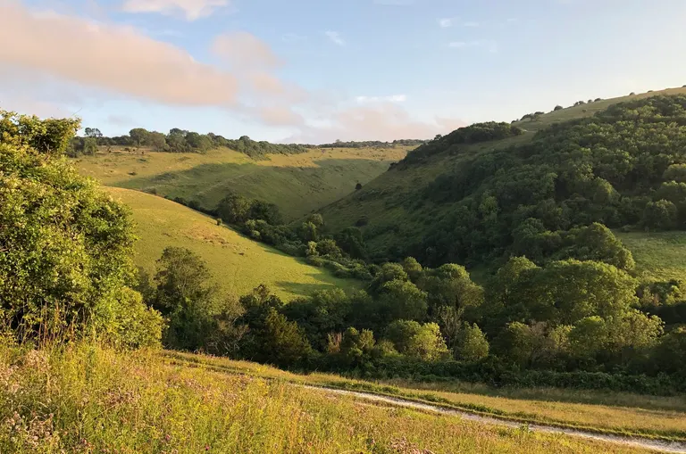 Photo of Devil's Dyke and Saddlescombe, a country estate near Poynings in the South Downs, West Sussex, south east England.