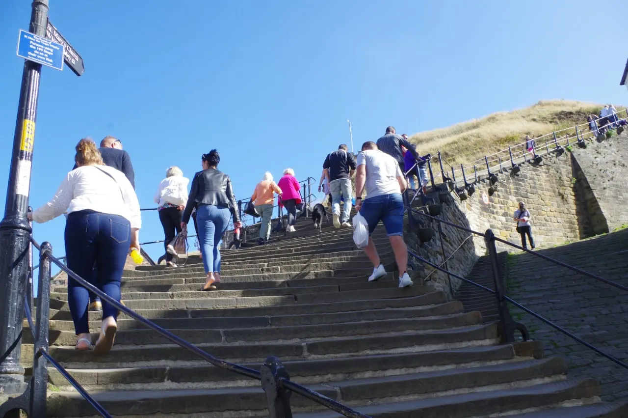 Photo of Whitby 199 Steps, North Yorkshire — Climbing the steps towards the abbey.