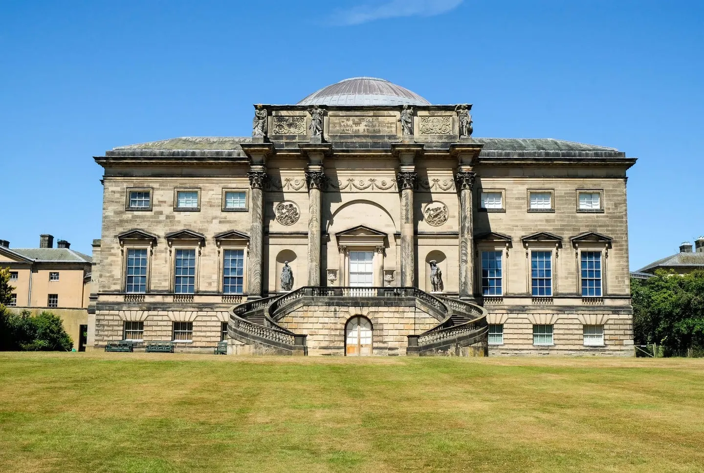 Photo of Kedleston Hall, a Grade I registered house & garden in Derbyshire, central England.