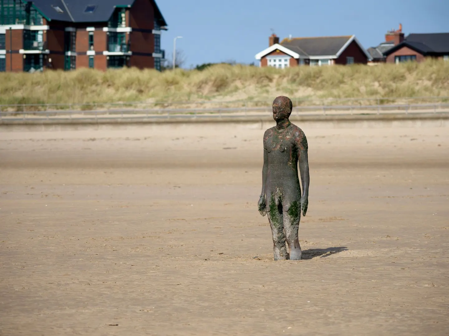 Photo of Another Place, Crosby, a landmark near Liverpool, Merseyside, north west England.