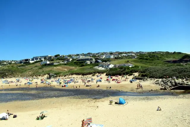 Photo of Mawgan Porth, a swimming spot near Padstow, Cornwall, south west England.