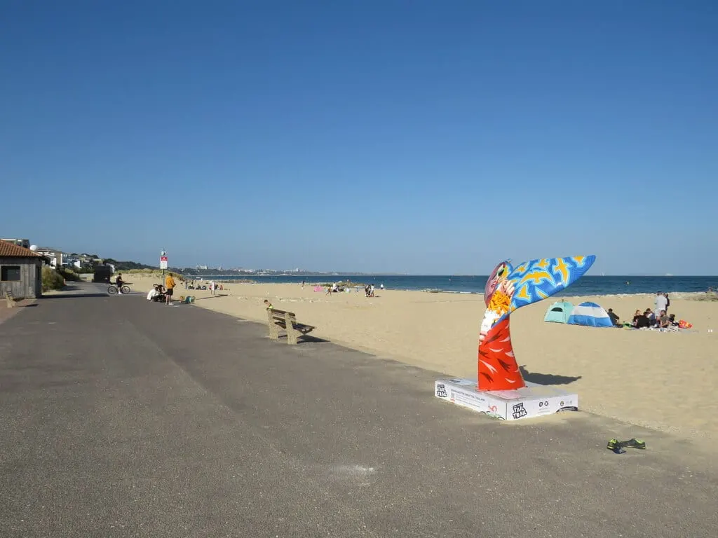 Photo of Poole Sandbanks Peninsular, a swimming spot near Bournemouth, Dorset, south west England.