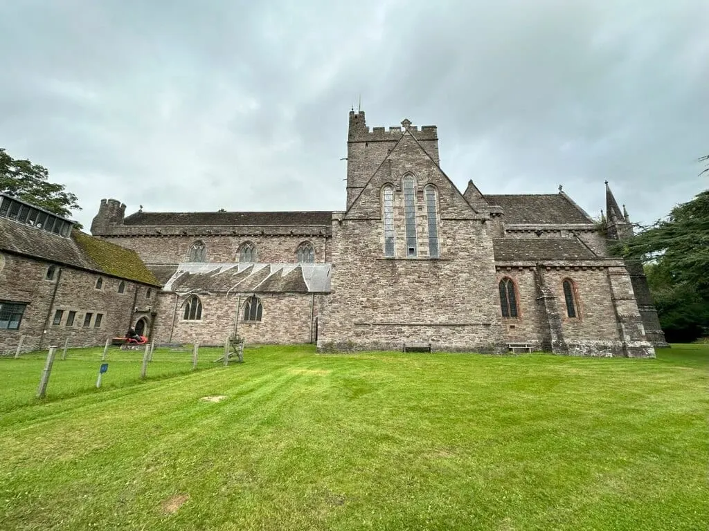 Photo of Brecon Cathedral, a church in Bannau Brycheiniog, the Powys, mid Wales.