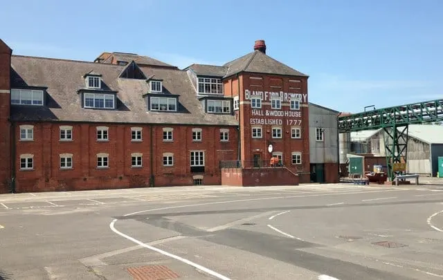 Photo of Hall & Woodhouse (Badger) Brewery, a brewery near Blandford St Mary, Dorset, south west England.