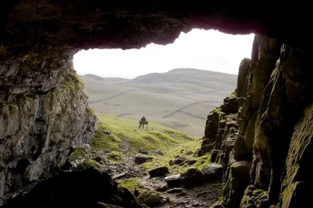 Photo of Langcliffe Scars and Victoria Cave, North Yorkshire — Looking out from inside Victoria Cave.