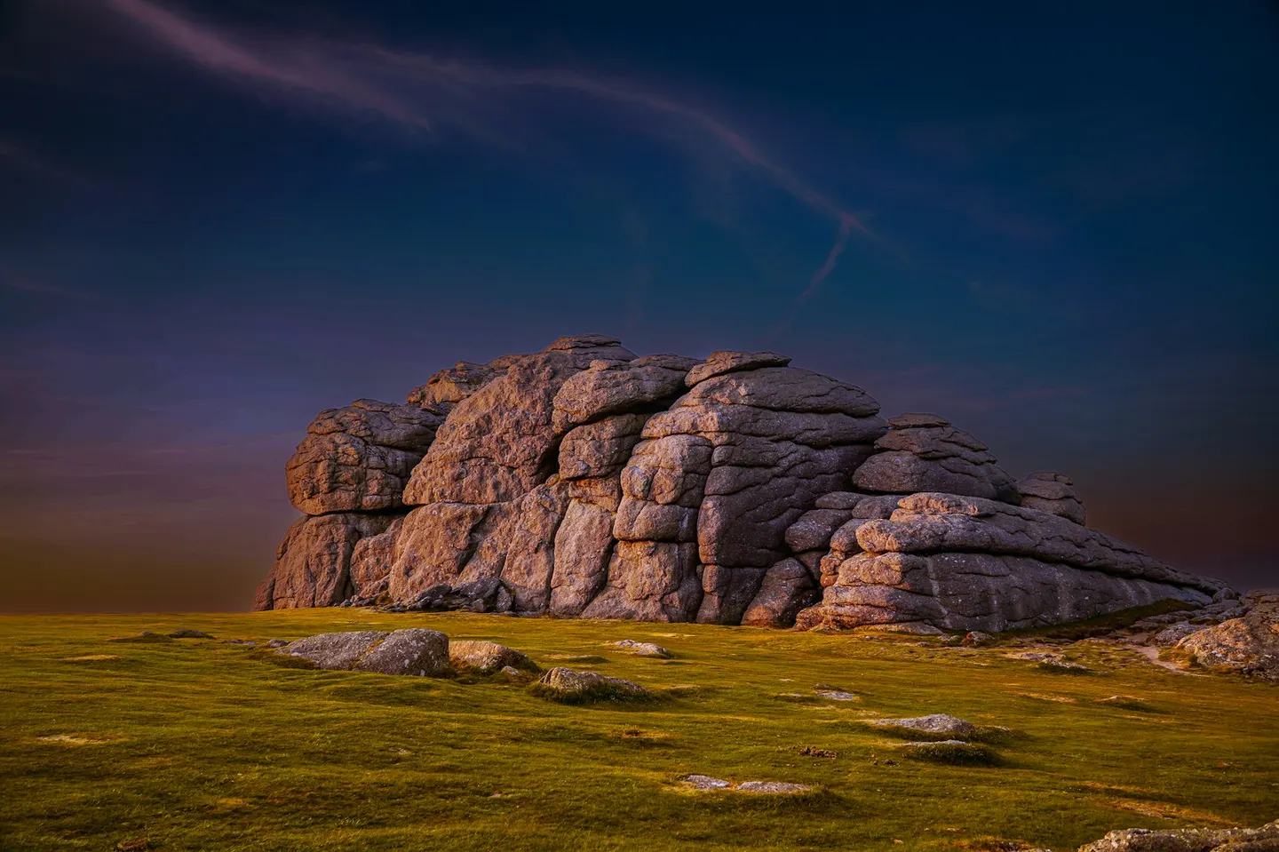 Photo of Haytor, a rock formation near Bovey Tracey in Dartmoor, Devon, south west England.