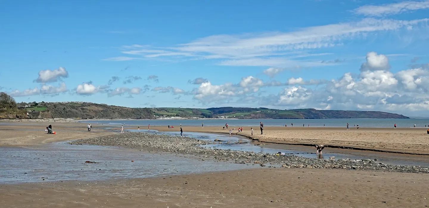 Photo of Saundersfoot Beach, a beach in Pembrokeshire, south west Wales.