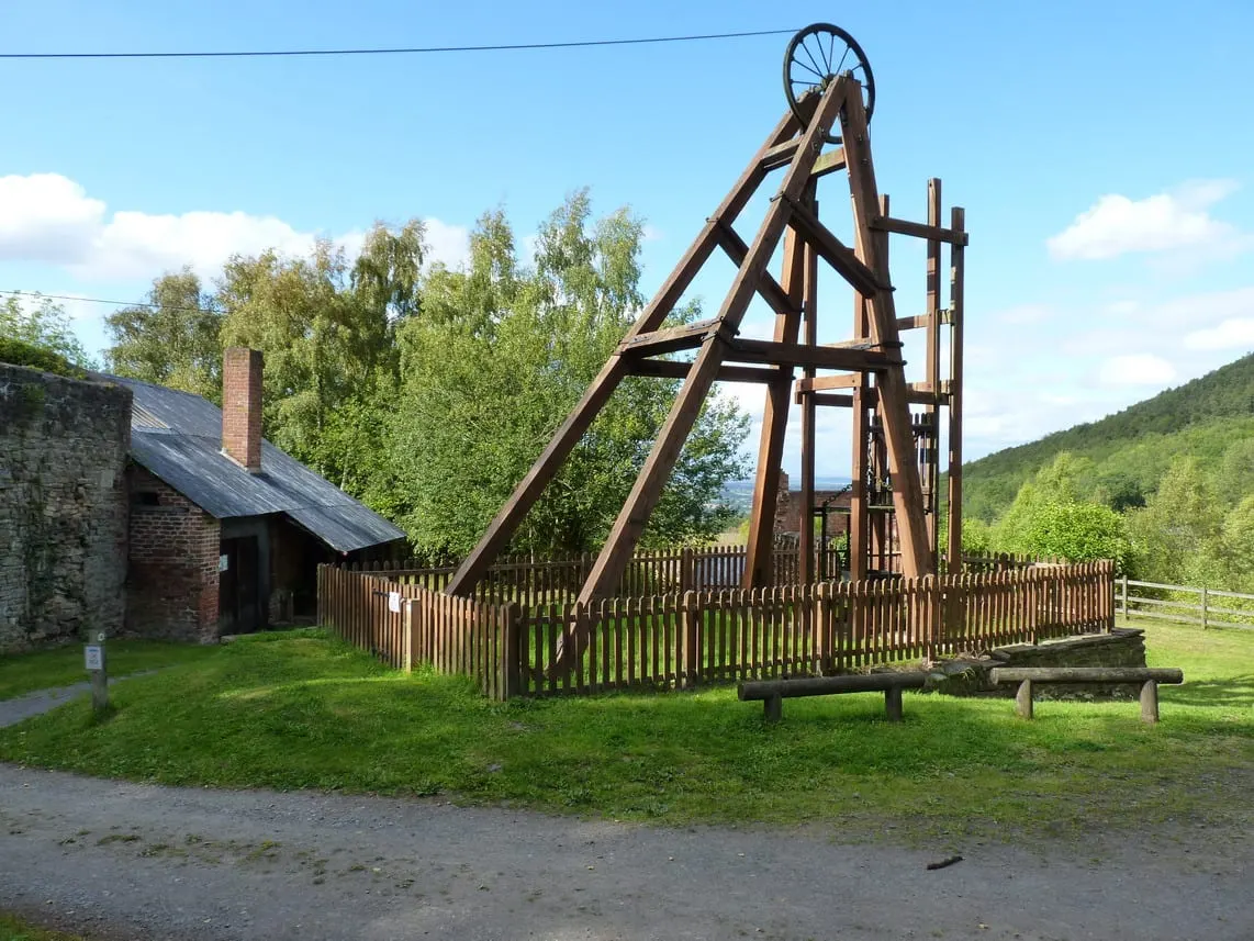 Photo of Snailbeach Mine, a Site of Special Scientific Interest near Minsterley, Shropshire, central England.