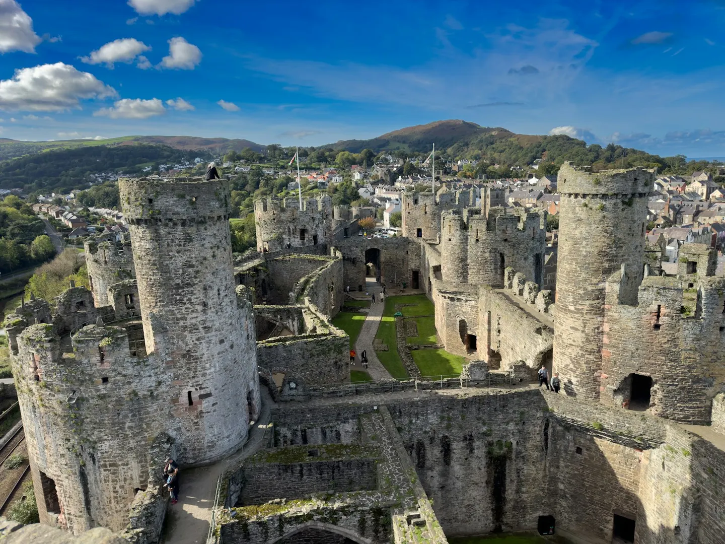 Photo of Conwy Castle, a ruined castle in Conwy, north Wales.