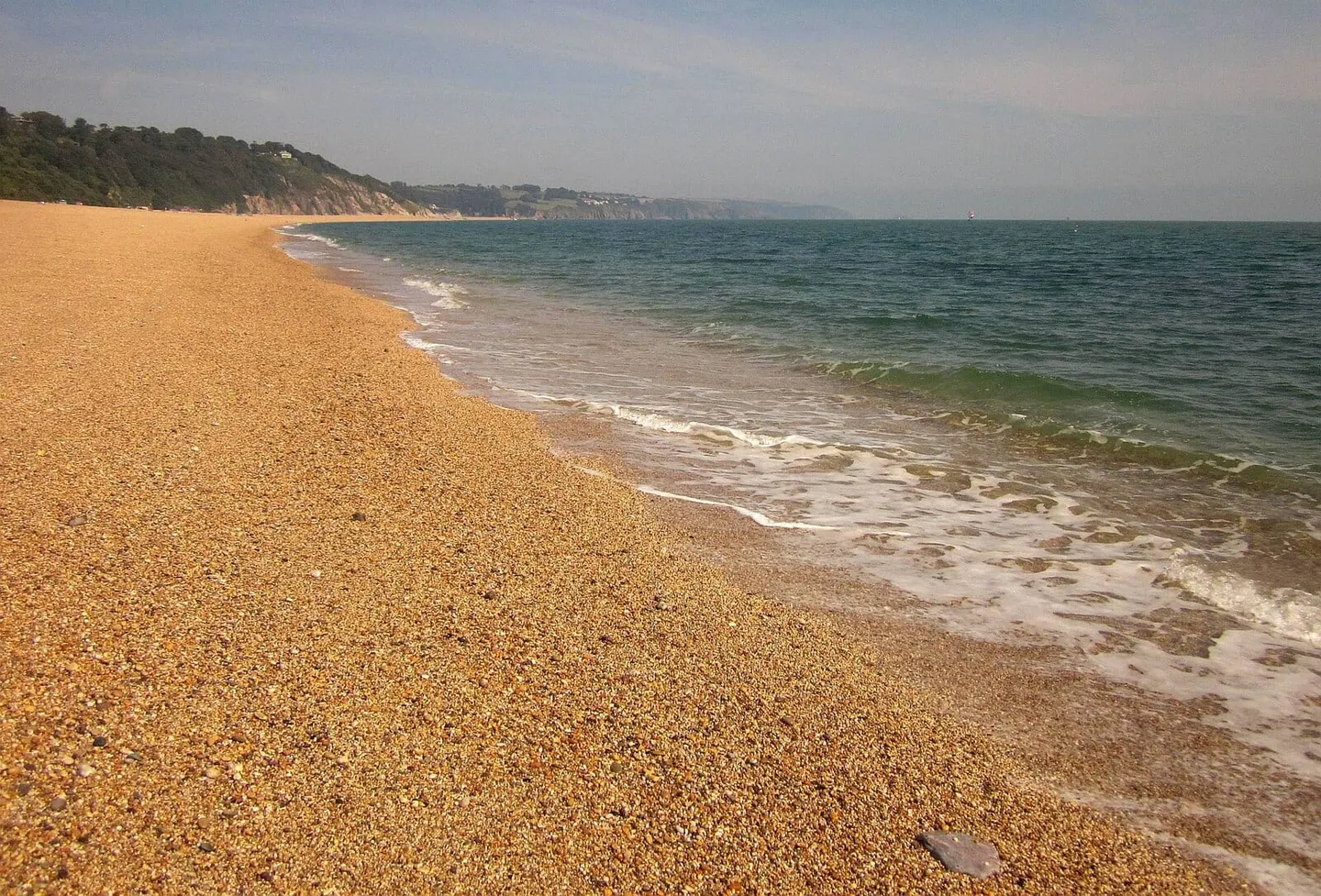 Photo of Slapton Sands Monument, a swimming spot in Devon, south west England.