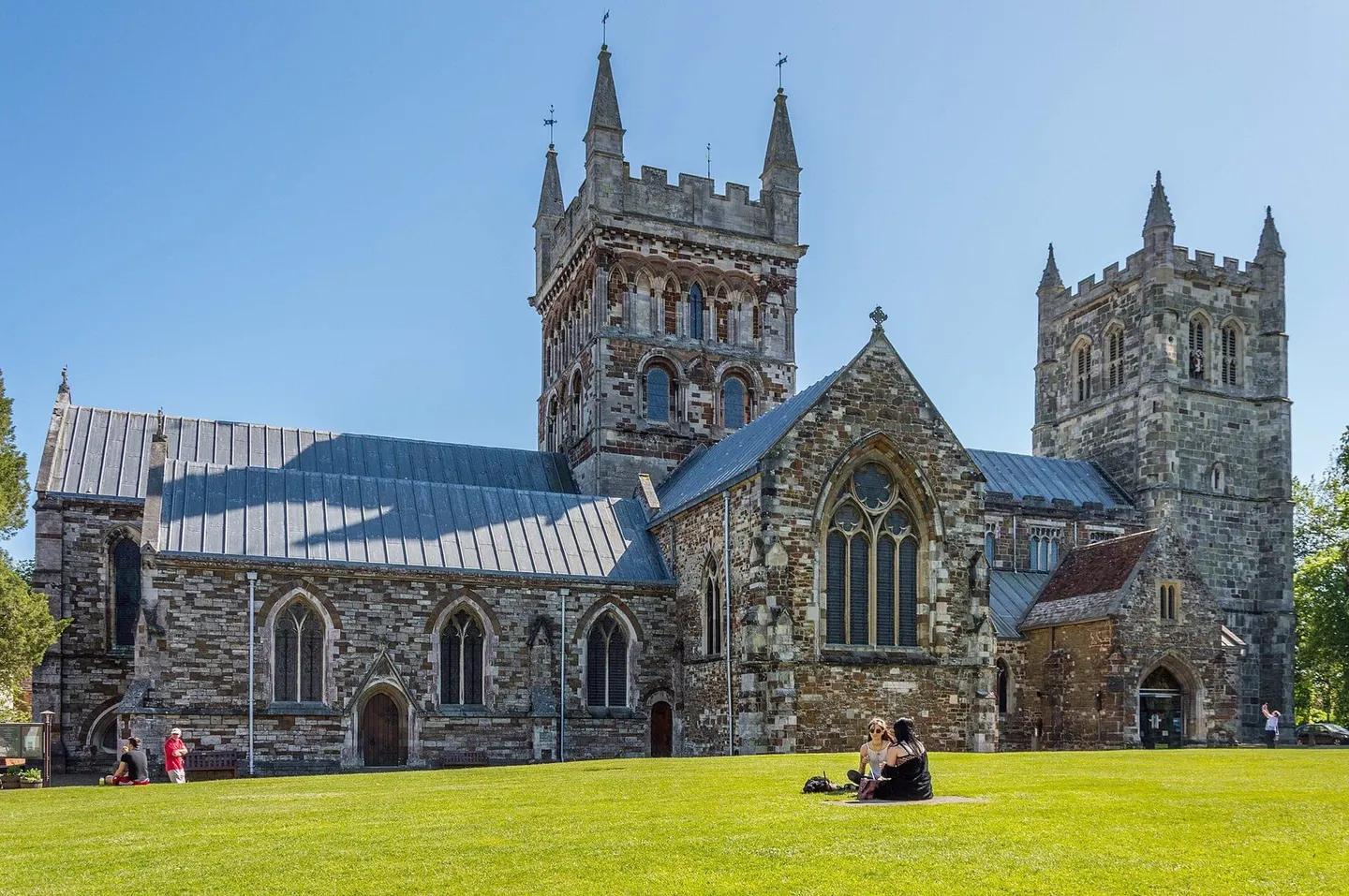 Photo of Wimborne Minster, a village in Dorset, south west England.