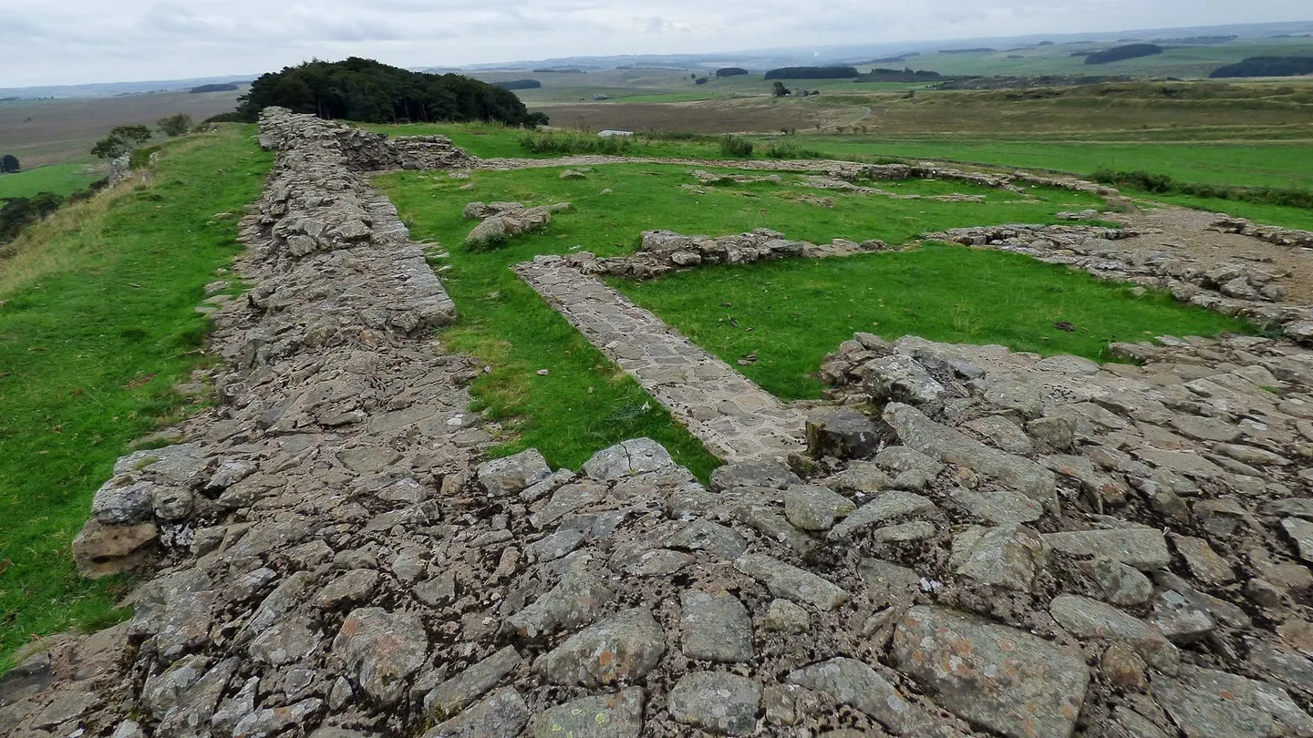 Photo of Sewingshields, Hadrian's Wall, a frontier wall near Bardon Mill, Northumberland, north east England.