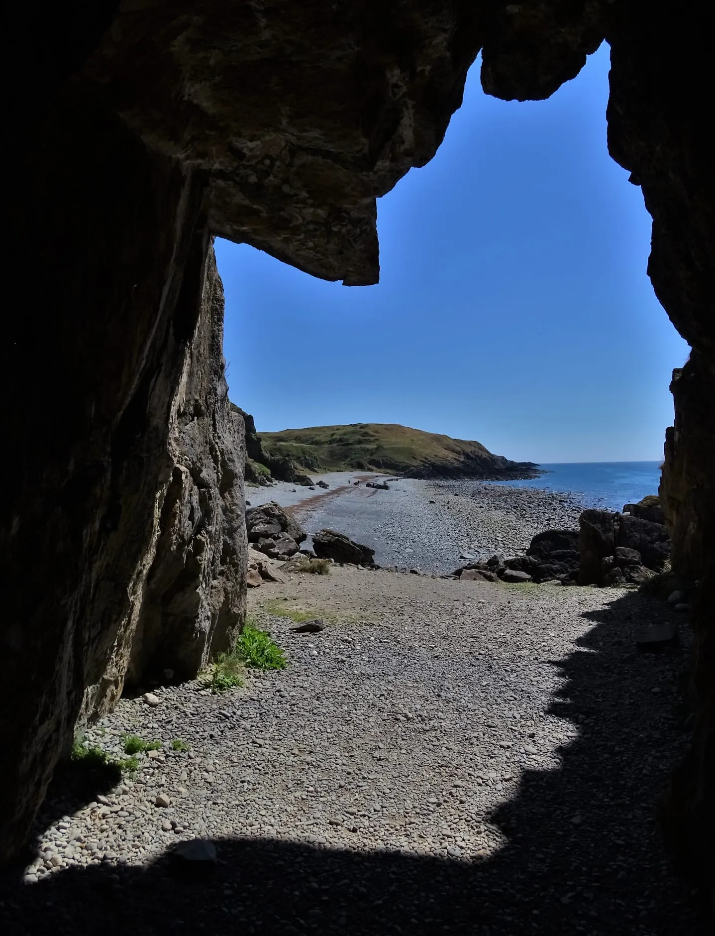 Photo of St Ninian's Cave, a cave near Whithorn, Dumfries and Galloway, southern Scotland.