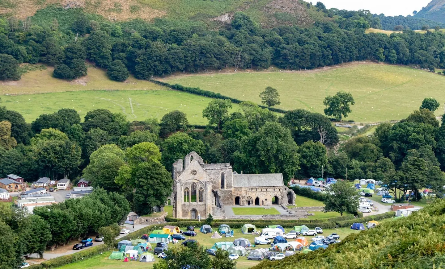 Photo of Valle Crucis Abbey, a ruined abbey near Llangollen in the Clwydian Range & Dee Valley, Denbighshire, north Wales.
