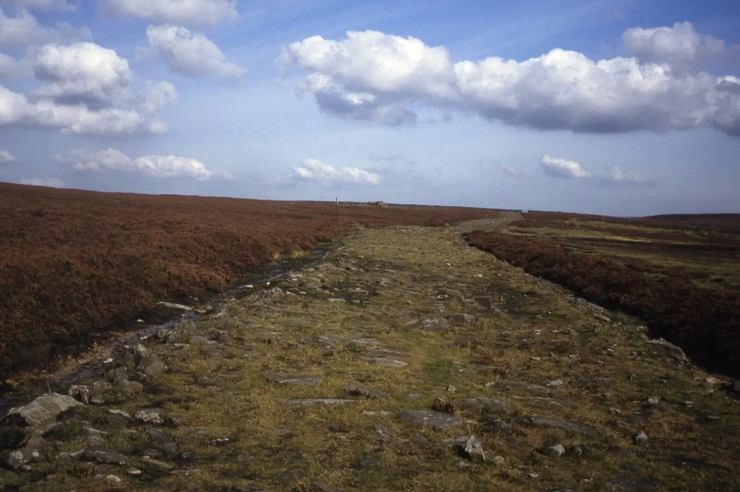 Photo of Wheeldale Roman Road, a Roman archaeological site near Goathland in the North York Moors, North Yorkshire, northern England.