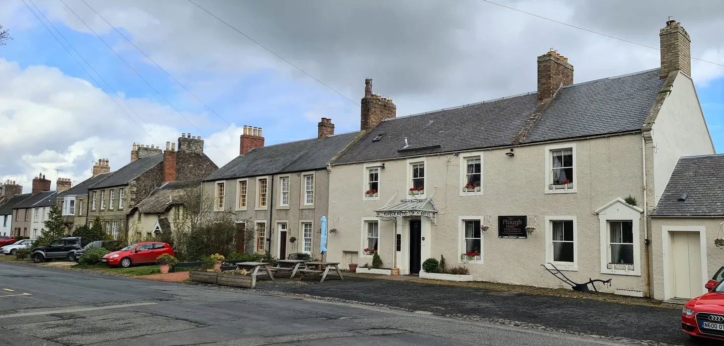 Photo of The Plough Hotel, a pub near Town Yetholm, the Scottish Borders, southern Scotland.