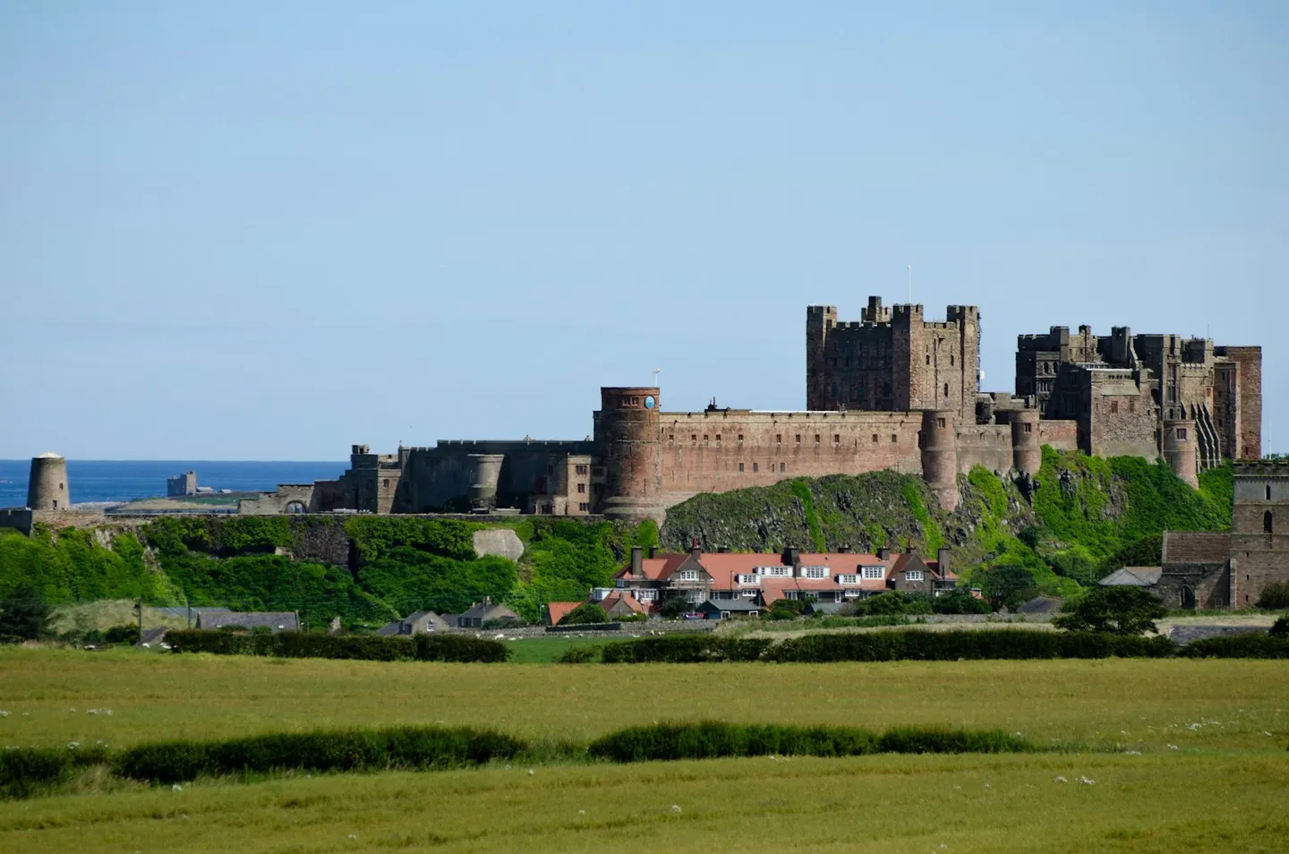 Photo of Bamburgh Castle, a castle in Northumberland, north east England.