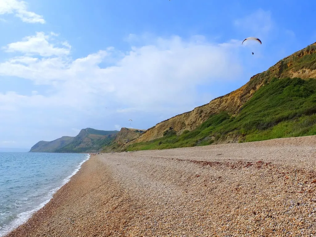 Photo of West Bay, a swimming spot near Bridport, Dorset, south west England.