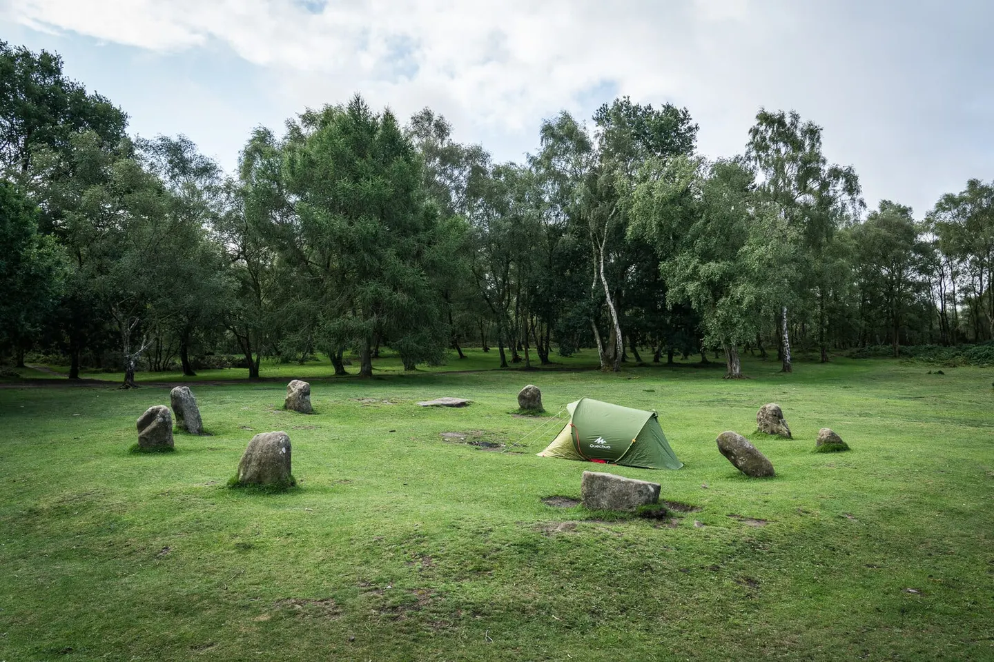 Photo of Nine Ladies Stone Circle, a stone circle near Birchover in the Peak District, Derbyshire, central England.