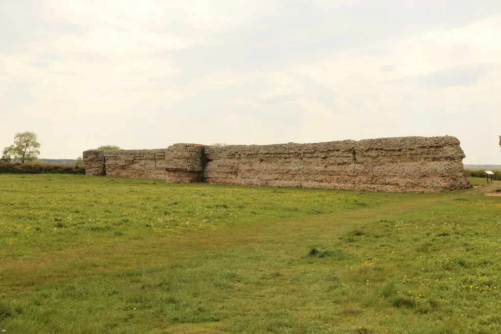 Photo of Burgh Castle, a ruined castle near Somerleyton in the Broads, Norfolk, eastern England.