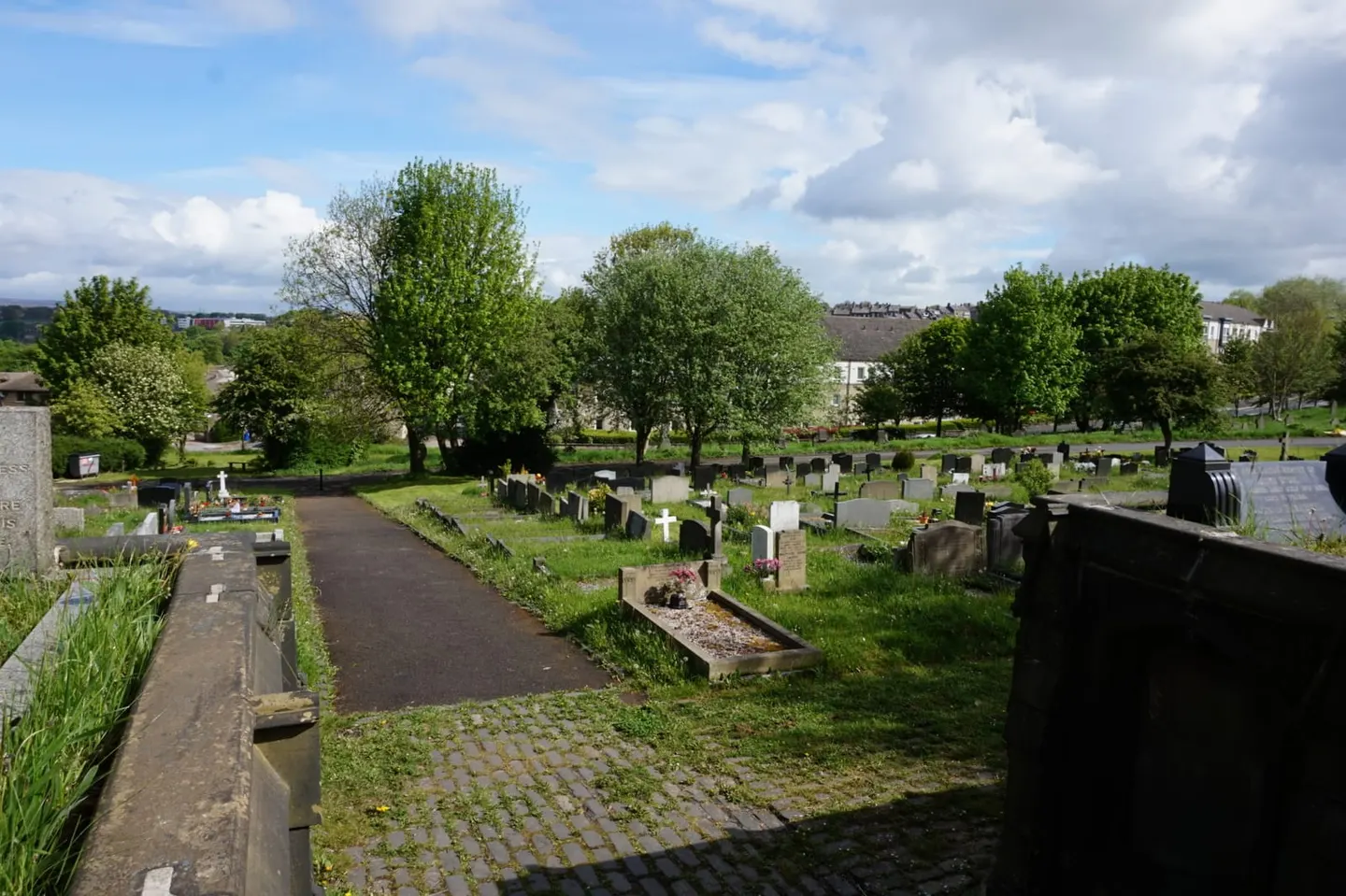 Photo of Undercliffe Cemetery, a Grade II* registered house & garden near Bradford, West Yorkshire, northern England.