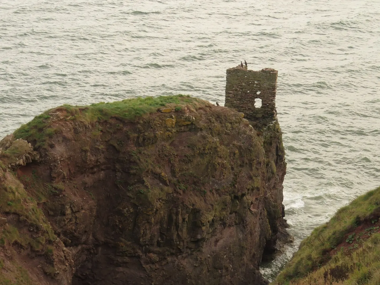 Photo of Kaim of Mathers Castle, a ruined castle near St Cyrus, Aberdeenshire, north east Scotland.