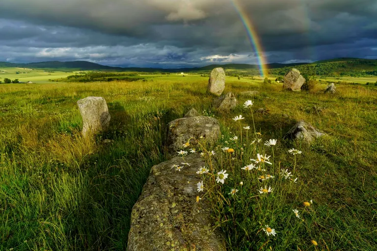 Photo of Tomnaverie, a stone circle near Tarland, Aberdeenshire, north east Scotland.