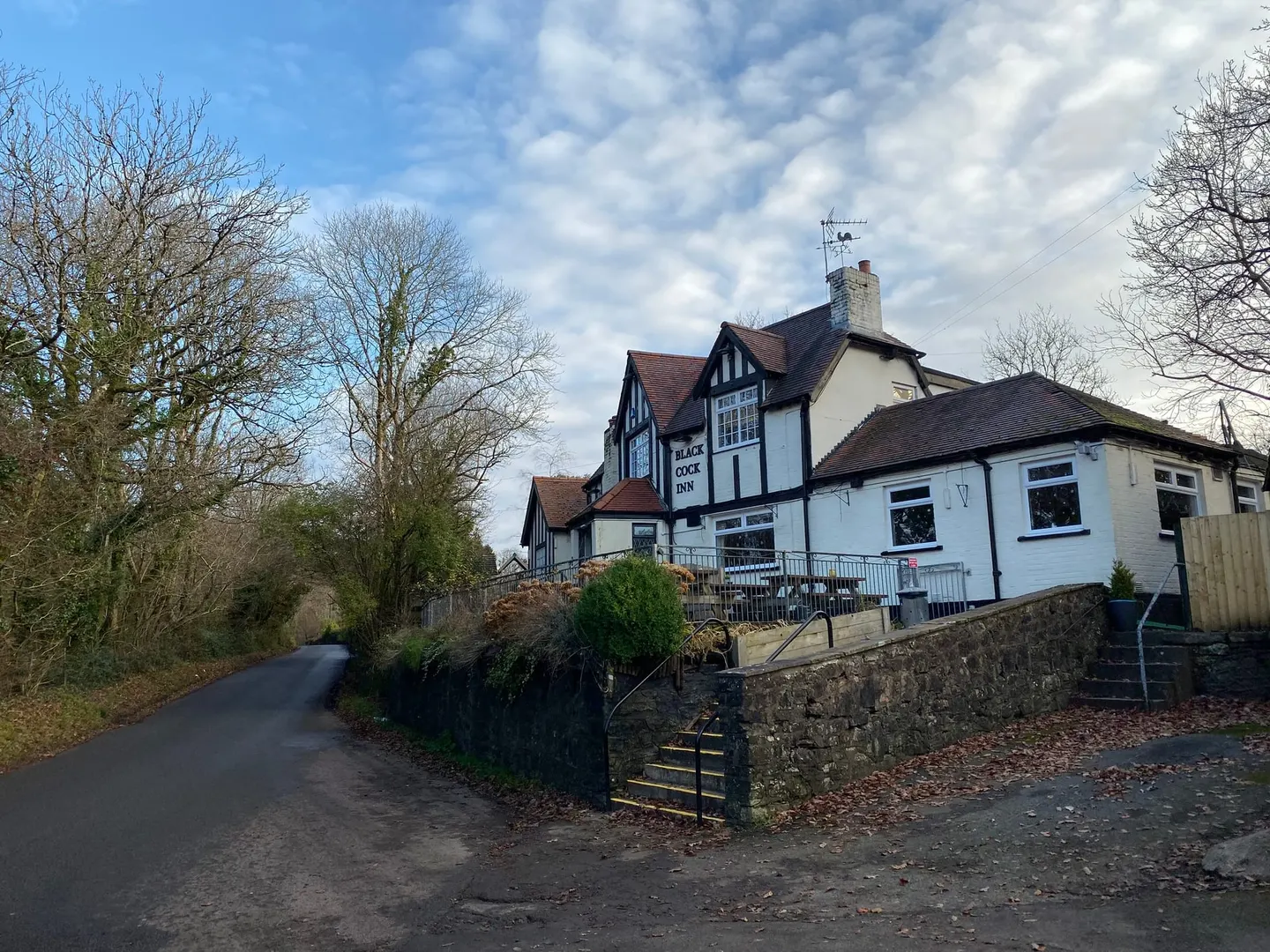 Photo of The Black Cock Inn, a pub in Caerphilly, south east Wales.