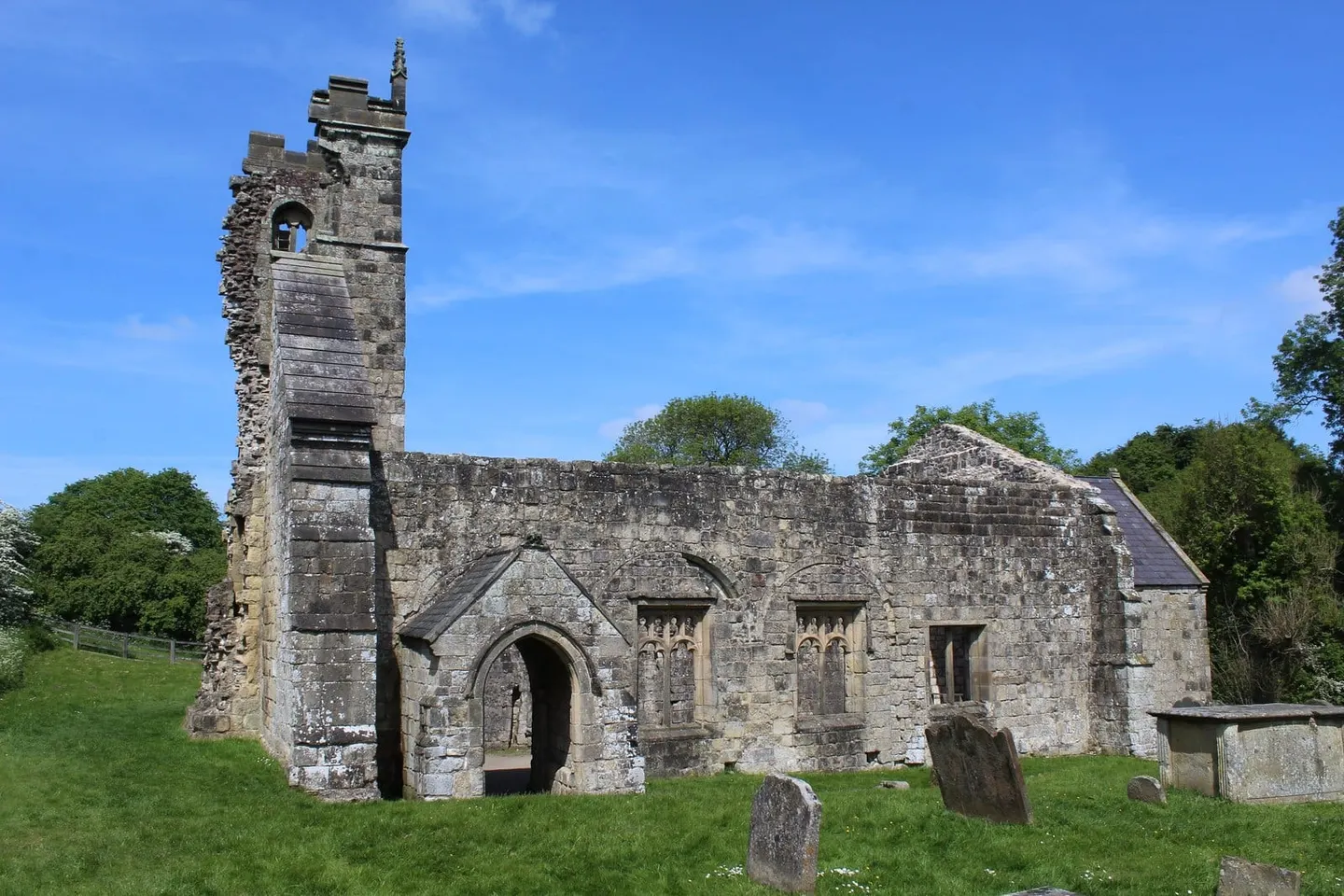 Photo of Wharram Percy Medieval Village, a landmark near Thixendale, North Yorkshire, northern England.