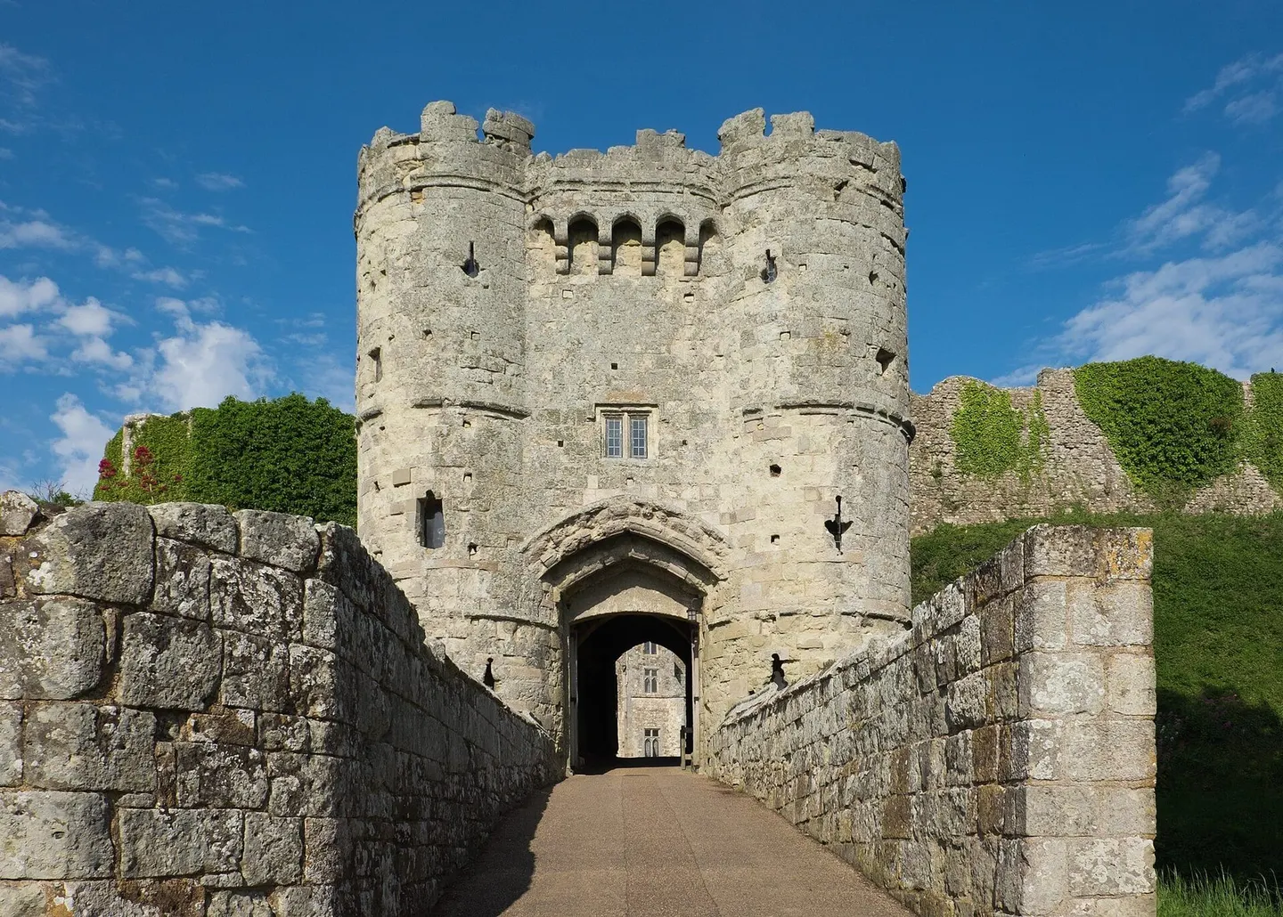 Photo of Carisbrooke Castle, a ruined castle near Shorwell, the Isle of Wight, south east England.