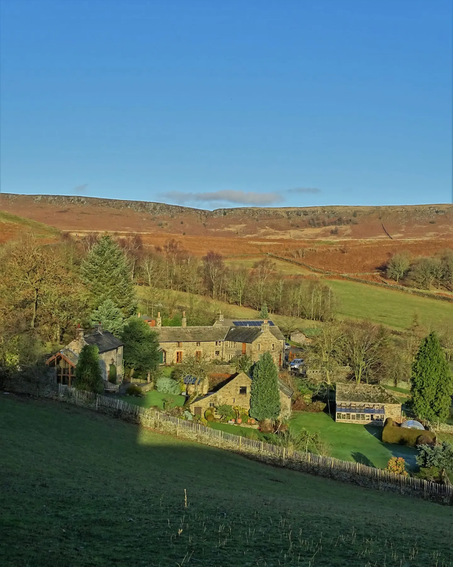Photo of Outseats, a country estate near Hathersage in the Peak District, Derbyshire, central England.
