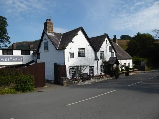 Photo of The West Arms, a pub near Llanarmon Dyffryn Ceiriog, Wrexham, north Wales.