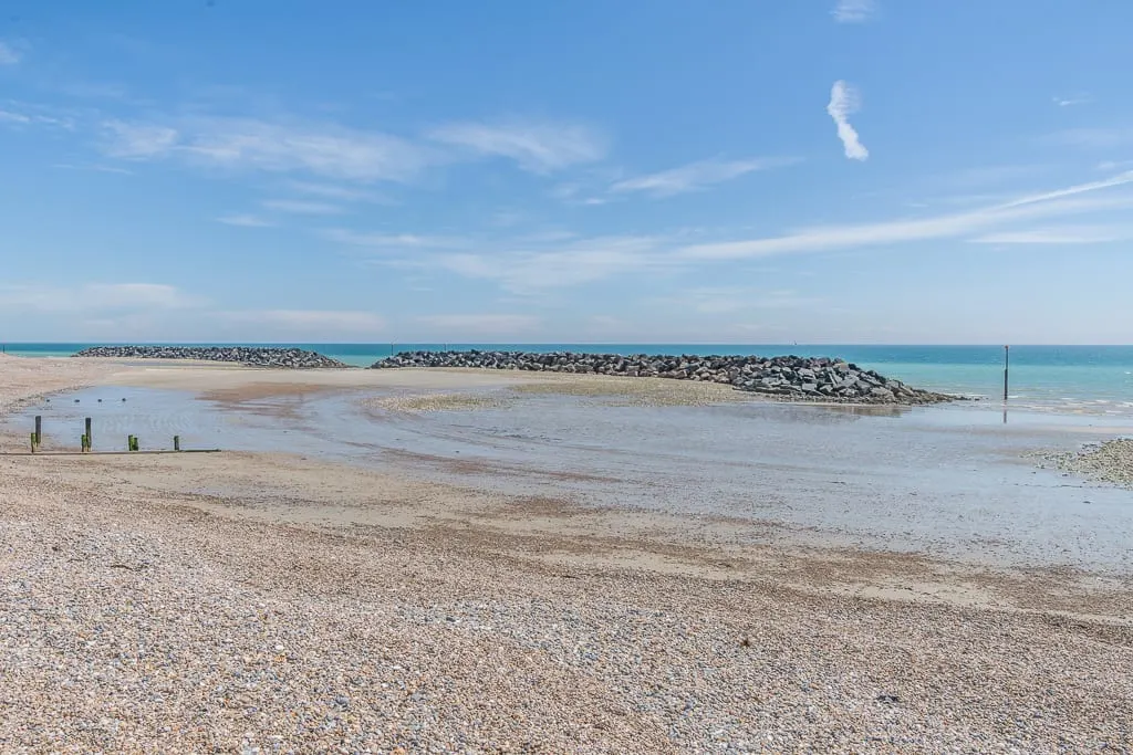 Photo of Middleton-on-sea, a swimming spot near Arundel, West Sussex, south east England.