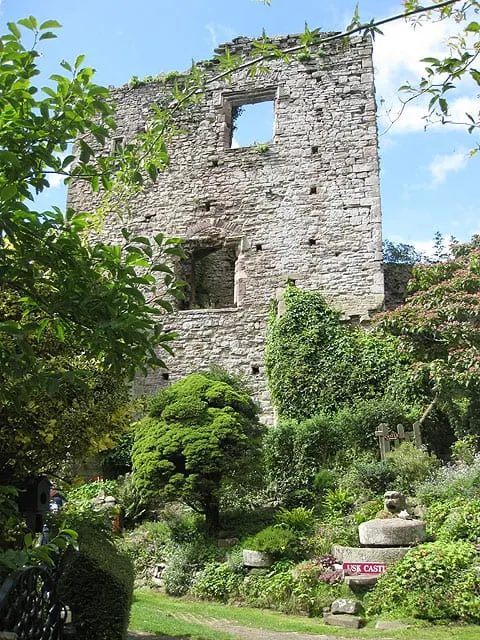 Photo of Usk Castle, a ruined castle in Monmouthshire, south east Wales.