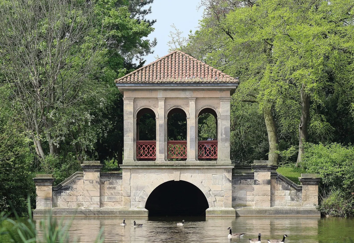 Photo of Birkenhead Park, a Grade I registered house & garden near Liverpool, Merseyside, north west England.
