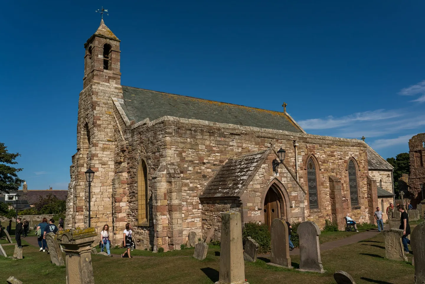 Photo of St Mary the Virgin, Lindisfarne, a church near Holy Island, Northumberland, north east England.